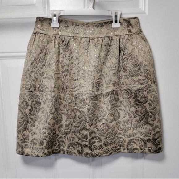 NWT Aqua Gold Lamée Twee Weddingguest Event Prom Tapestry Mini Skirt S - Picture 5 of 7